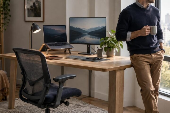 Aménager un bureau à domicile : siège, hauteur, écran, lumière